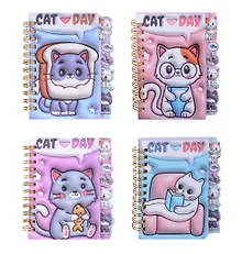Купить Записная книжка А7 70л "Кошачий день" карт.обл., спираль, карт.разделители, ассорти — Фото №1