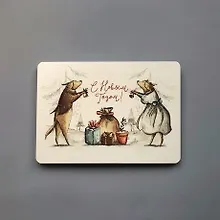 Купить Открытка одинарная 14,5*10см Собачки с колокольчиками — Фото №1