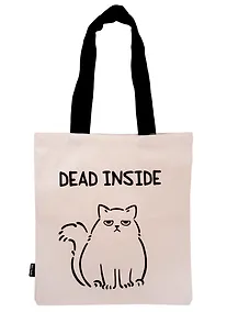 Купить Сумка-шоппер Котик dead inside (бежевая) (текстиль) (40х32) — Фото №1