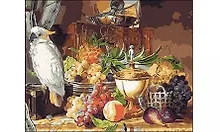 Купить Алмазная мозаика (класс.) 30*40см., 32цв. Натюрморт с попугаем (ST-403) — Фото №1