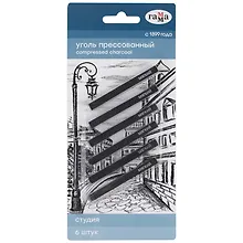 Купить Уголь для рисования 06шт  "Студия" мягкий, квадратного сечения, блистер, Гамма — Фото №1