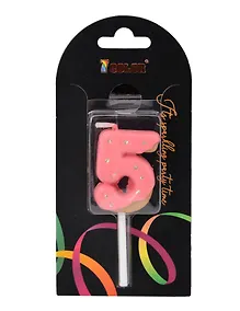 Купить Свеча для торта Цифра 5 Глазурь розовая (4см) (блистер) (12-7color-candle_5) — Фото №1