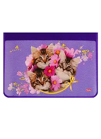 Купить Папка для тетрадей А4 "Милые Котята" молния с трех сторон, пластик, инд.уп. — Фото №1