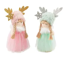 Купить Новогоднее украшение Девочка в шапочке с рожками (текстиль) (16см) (12-06277-NY-18) — Фото №1