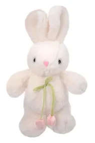 Купить Мягкая игрушка Зайчик с тюльпанами (белый) (30см) (12-20251028-82L) — Фото №1