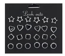 Купить Бижутерия Пусеты в наборе, 12 пар Черный микс (упаковка) — Фото №1