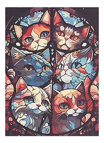 Купить Картина по номерам "Витраж с Котами", на подрамнике, 30х40 см — Фото №1