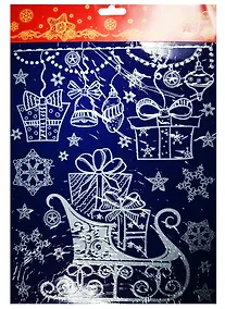 Купить Новогоднее оконное украшение  Сани с подарками (30х38) — Фото №1