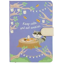 Купить Блокнот с магнитной застежкой «Енот. Keep calm and eat cookies», 128 листов — Фото №1