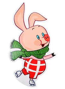 Купить Плакат вырубной А4 "Пятачок фигурист из мультфильма Винни-Пух" — Фото №1