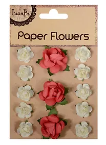Купить Набор для творчества, Цветы Paper Flower 3 больш.+10маленьк., красные и рисовые — Фото №1