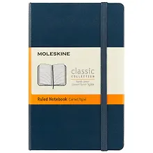 Купить Записная книжка Moleskine Classic Pocket, линейка, синяя, 96 листов, А6 — Фото №1
