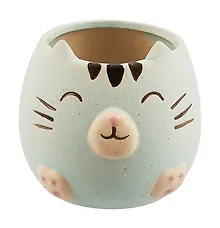 Купить Кашпо Котик с закрытыми глазками (керамика) (8х8) (12-06650-202306-104) — Фото №1