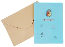 Купить Открытка со значком Ежик с ромашкой С Днем рождения! (15х11) (конверт) (картон, металл) — Фото №1