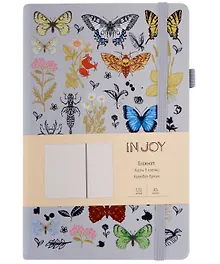 Купить Книга для записей А5 120л кл. "IN JOY. №5" 7БЦ, иск.кожа, трафаретн.печать, тонир.форзац, скругл.углы, ляссе, резинка, петля д/ручки, карман на задн.форзаце — Фото №1