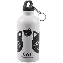Купить Бутылка с карабином Кот черный (металл) (400мл) (12-16107-S400-A1) — Фото №1