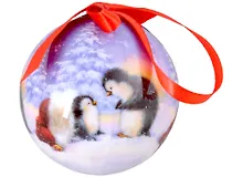 Купить Елочный шар НГ Пингвины (пластик) (7,5 см) (ПВХ Бокс) — Фото №1