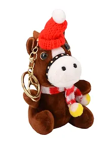 Купить Брелок Символ года Лошадка в шапке и шарфе (текстиль) (14 см) — Фото №1