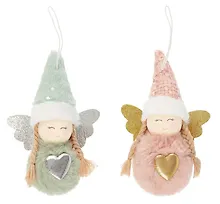 Купить Новогоднее подвесное украшение Девочка-помпончик с сердечком (текстиль) (8см) (12-06277-NY-22) — Фото №1