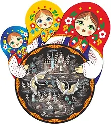 Купить Сувенир, АКМ, Магнит круглый Палех.Русский север 6*7см, смола — Фото №1