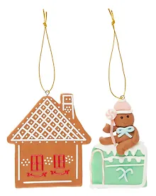 Купить Набор новогодних подвесных украшений Пряничный человечек и домик (2шт) (пластик) (ПВХ бокс) (7х10) (12-07253CR-3) — Фото №1