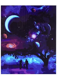 Купить Холст с красками по номерам "Семья на фоне космоса", 40 х 50 см — Фото №1