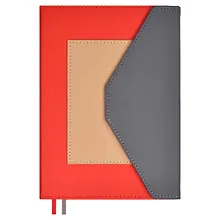 Купить Ежедневник недат. А5 160л "Руффо" красный, серый, бежевый, иск.кожа, тв.переплет, офсет, ляссе — Фото №1
