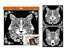 Купить Набор для творчества, Арт-терапия, Картина-раскраска Кот и Лиса 30*30см. 2шт. бархат, глиттер 03162 — Фото №1