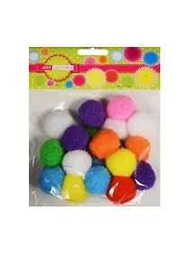 Купить Помпоны 30 мм 20 штук, ассорти цветов в блистере — Фото №1