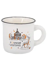 Купить Кружка маленькая белая Дмитриевская башня,олень (фарфор) (75мл) (Нижний Новгород) (065-9-M-76-W) — Фото №1