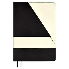 Купить Ежедневник недат. А5 160л "Бакстер" черный, белый, кожзам, тв.переплет, карман, офсет, ляссе — Фото №1