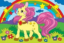 Купить Набор для творчества Рыжий кот Холст с красками 20х30см по номерам. Пони и радуга Х-2564 — Фото №1