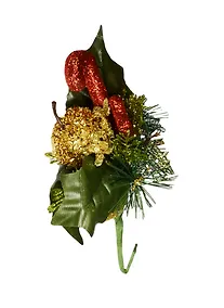 Купить Букетик в пакете с подвесом, с красной тростью, золотыми ягодками и сердцем (11-00448-GF150164 — Фото №1