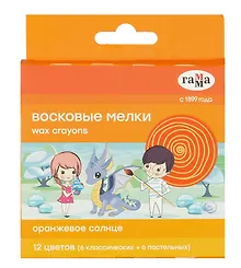 Купить Мелки восковые 12 цветов "Оранжевое солнце", пастельные, Гамма — Фото №1