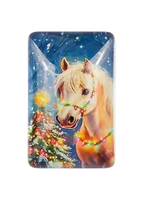 Купить Новогодний магнит Лошадь и гирлянда (3,5х5,5) (стекло) — Фото №1