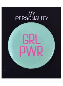 Купить Значок круглый Girl Power (мятный) (металл) (38см) (ЗН2021-009) — Фото №1