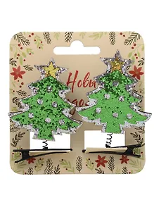 Купить Заколки новогодние Елочки с мишурой (2шт) (текстиль) (12-6142-HNY23) — Фото №1