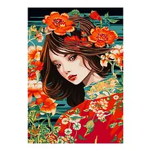 Купить Картина по номерам на картоне 20х28,5 см "Девушка  в кимоно" — Фото №1