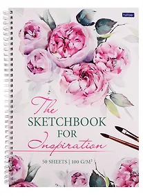 Купить Скетчбук А4 50л "Акварельный букет" белый офсет, 100г/м2, тв.обложка, спираль — Фото №1