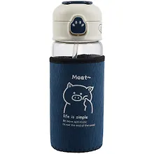 Купить Бутылка в чехле вельвет с защелкой Котик Life is simple (стекло) (450 мл) — Фото №1