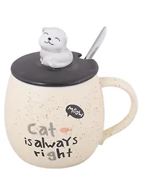 Купить Кружка с крышкой и ложкой "Котик", 420 мл — Фото №1