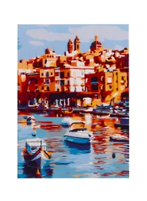 Купить Набор для раскрашивания по номерам ТМ Рыжий Кот Холст с красками 22х30см Солнечный уютный городок (Арт. HS288) — Фото №1