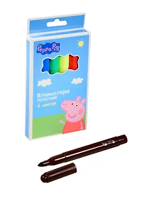 Купить Фломастеры 6цв "Свинка Пеппа", толстые,  к/к, подвес, Росмен — Фото №1