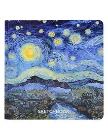 Купить Скетчбук 190*190 64л "Ван Гог Премиум" Звёздная ночь 160г/м2,7БЦ, мат.ламинация, выб.лак, кругл. Углы — Фото №1