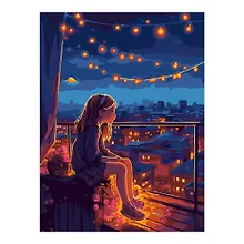 Купить Картина по номерам на картоне "В огнях ночного города", 28,5х38 см — Фото №1