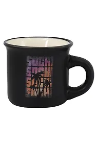 Купить Кружка маленькая черная Сочи надпись,пальмы (фарфор) (75мл) (065-9-M-135-37-BL) — Фото №1