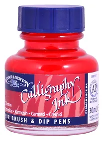 Купить Тушь для каллиграфии 30мл малиновая (синяя крышка), Winsor&Newton — Фото №1