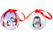 Купить Набор елочных шаров НГ Пингвины (2 шт) (пластик) (7,5 см) (ПВХ Бокс) — Фото №1