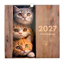 Купить Календарь 2027г 320*320 "Милые пушистики" настенный, на спирали — Фото №1
