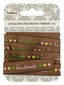 Купить Лента жаккардовая, Handmade кофе, 15мм, 1м, SCB390703 — Фото №1